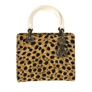 Christian Dior Lady Dior bag leopard transparent Clear handle Yellow